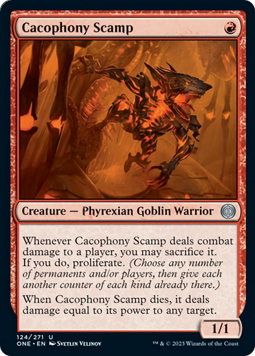 Cacophony Scamp [Phyrexia: All Will Be One]