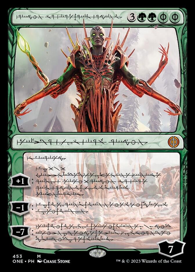 Nissa, Ascended Animist (Phyrexianized Step-and-Compleat Foil) [Phyrexia: All Will Be One]