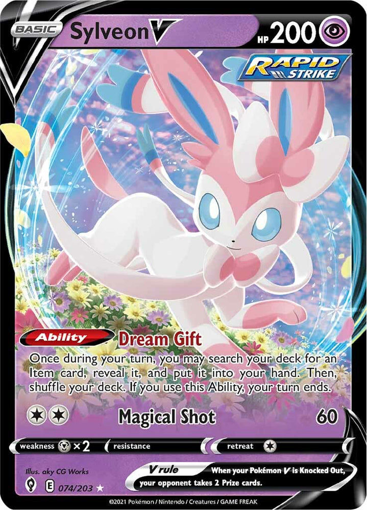 pokemon set with 203 cards Sylveon V (074/203) [Sword & Shield: Evolving Skies]