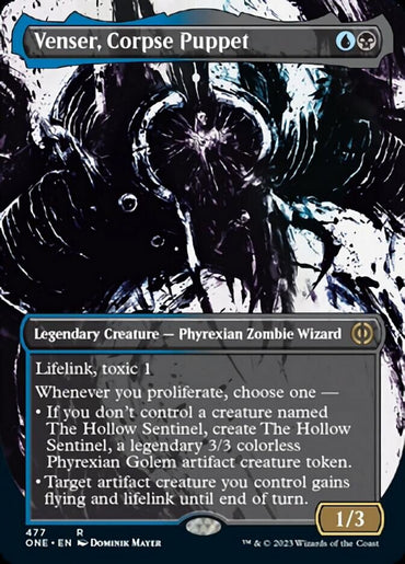 Venser, Corpse Puppet (Borderless Ichor Step-and-Compleat Foil) [Phyrexia: All Will Be One]