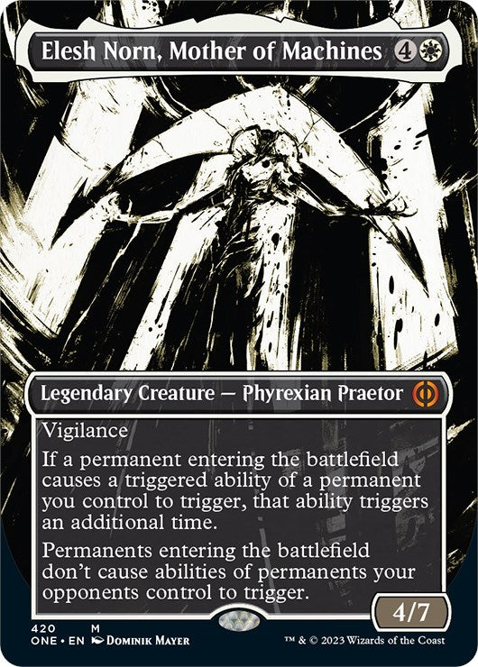 Elesh Norn, Mother of Machines (Borderless Ichor Step-and-Compleat Foil) [Phyrexia: All Will Be One]