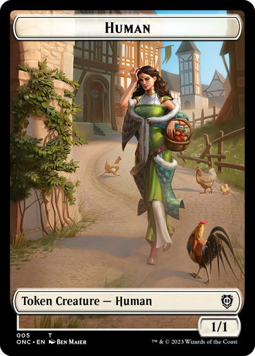 Human // Spirit Double-Sided Token [Phyrexia: All Will Be One Commander Tokens]