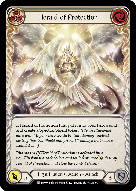 Herald of Protection (Blue) [MON016-RF] (Monarch)  1st Edition Rainbow Foil