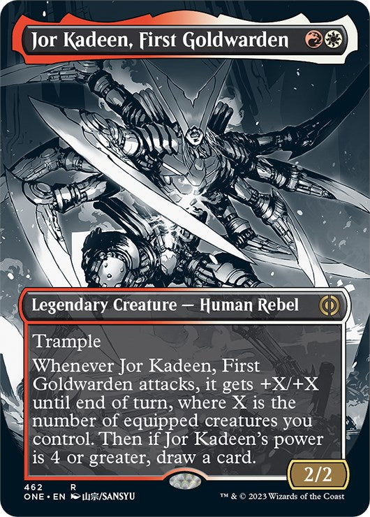 Jor Kadeen, First Goldwarden (Borderless Manga Step-and-Compleat Foil) [Phyrexia: All Will Be One]