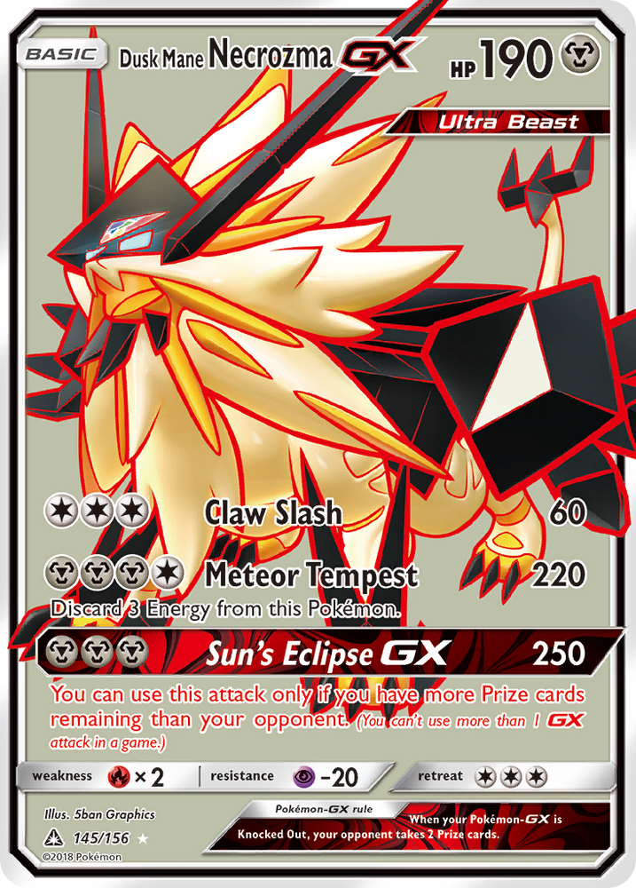 necrozma pokemon card gx TCG Psychic Dark Flash (120) This attacks damage isnt affected by Resistance Dusk Mane Necrozma GX (145/156)