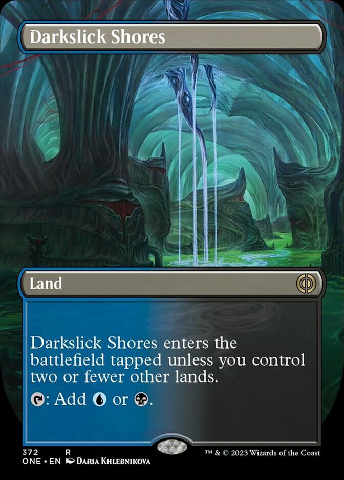 Darkslick Shores (Borderless Alternate Art) [Phyrexia: All Will Be One]